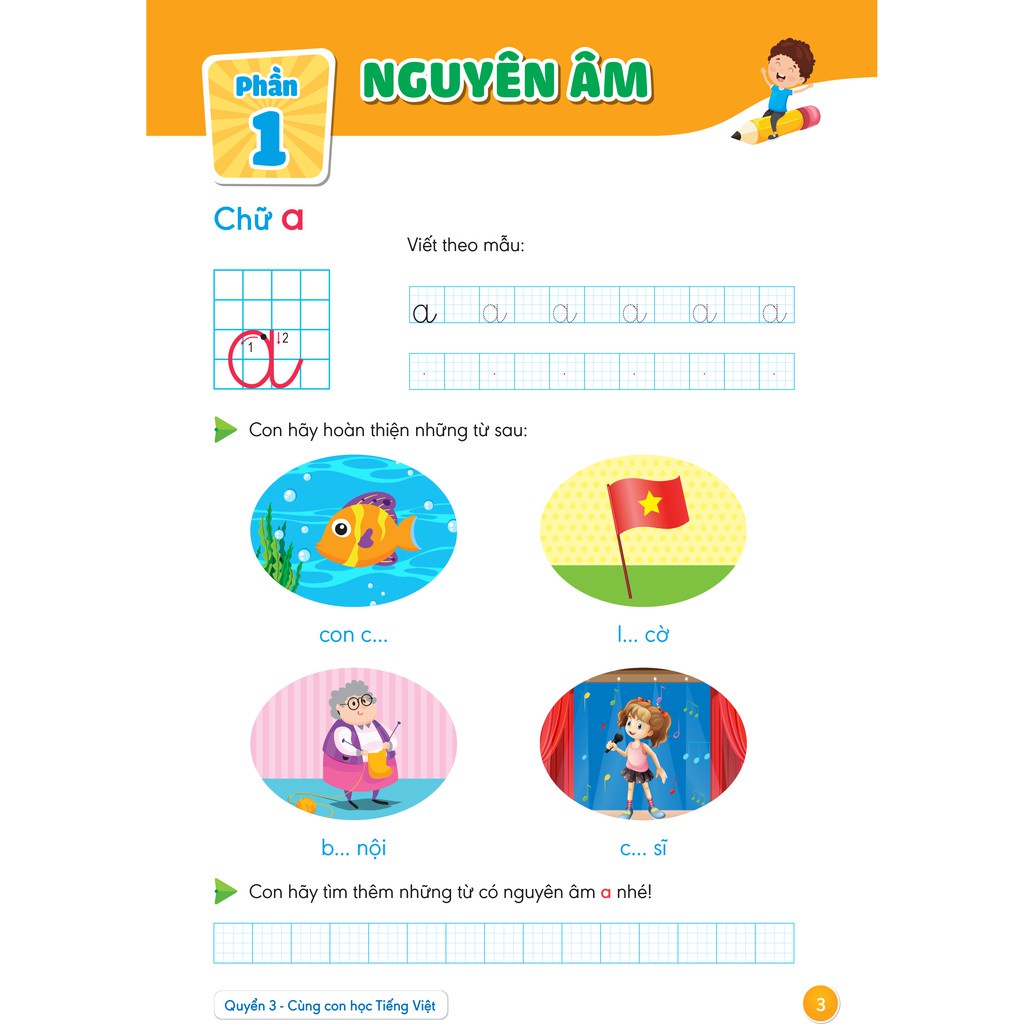Sách - Hành trang giúp con tự tin vào lớp 1 Quyển 3 Cùng con học Tiếng Việt MEGAMN9435