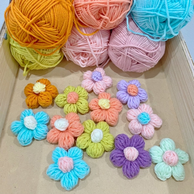 Combo hoa len có móc cài màu ngẫu nhiên