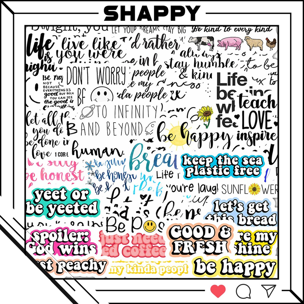 Sticker Dán Be Happy PVC Chống Thấm Nước | Dán Laptop - Dán Nón Bảo Hiểm - Dán Xe - Dán Vali [Shappy Shop]
