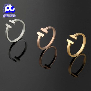 Nhẫn nữ titan cao cấp sang trọng phong cách hàn quốc freesize T đặc cách điệu cao cấp thép không gỉ titanium TH
