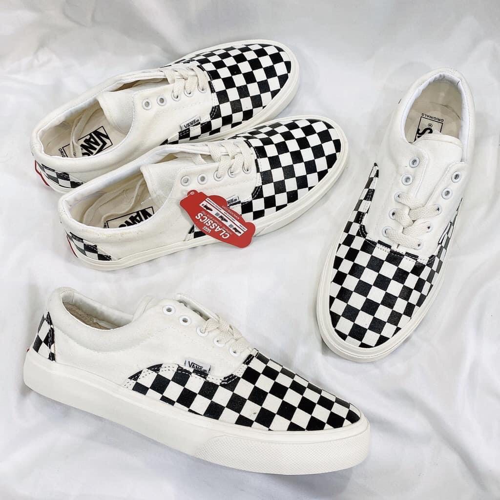 GIÀY THỂ THAO  vans đen sọc trắng các màu nam nữ siêu hot vans FOG caro buộc dây lười caro đủ h	ộp bill