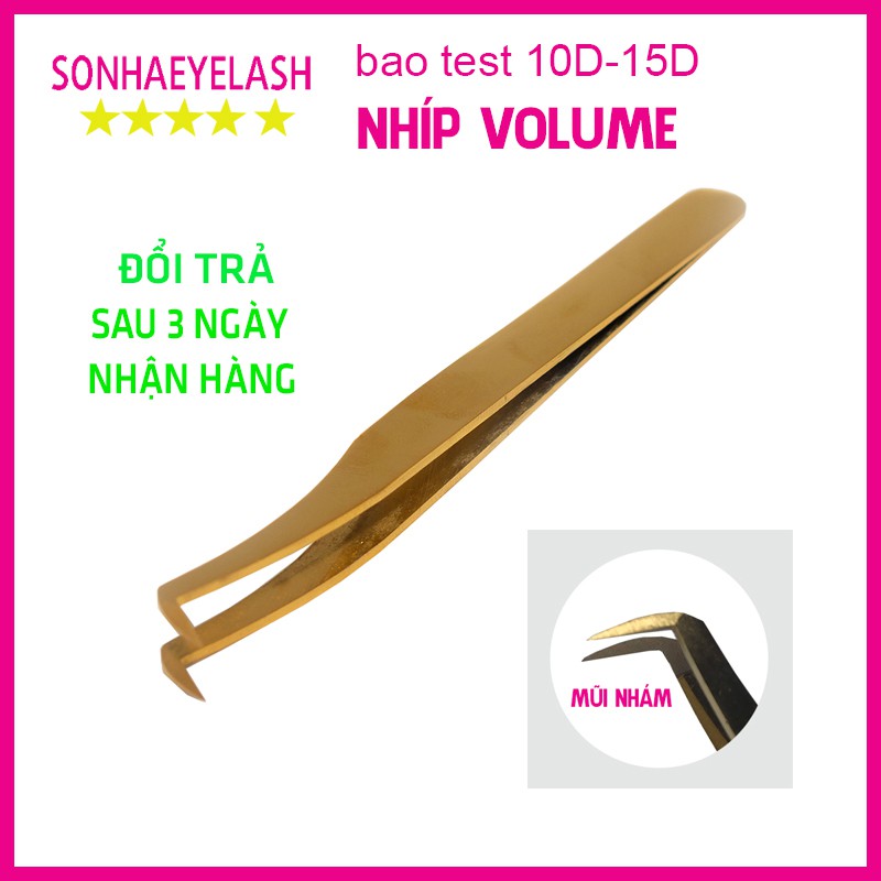 Nhíp volume vàng, dùng để tạo fan, nối mi volume, bao test 10D - 15D