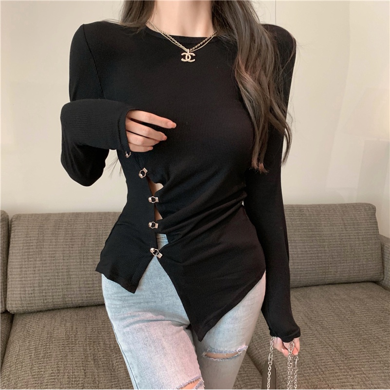 Áo thun dài tay màu sắc đơn giản cho nữ