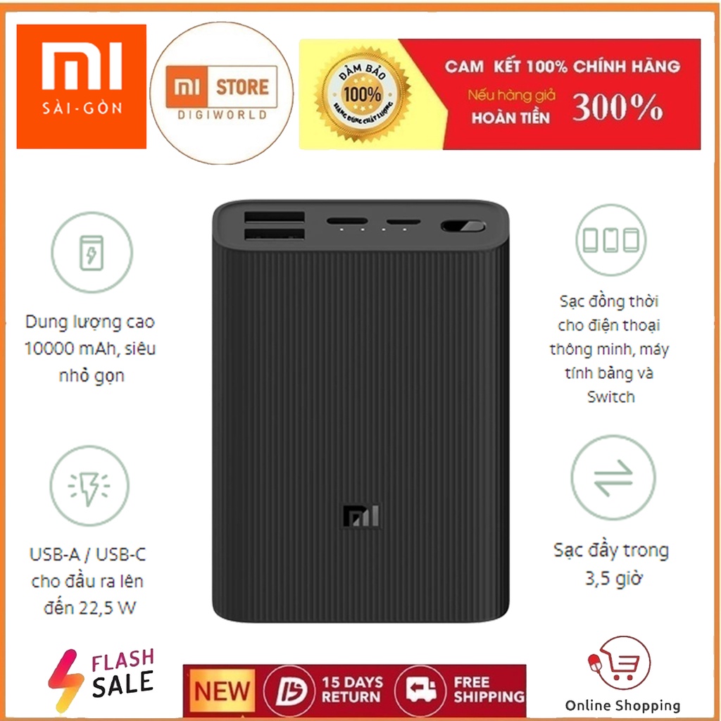 Sạc dự phòng Xiaomi Mi Power Bank 3 Ultra Compact BHR4412GL - Hàng chính hãng - BH 12 tháng