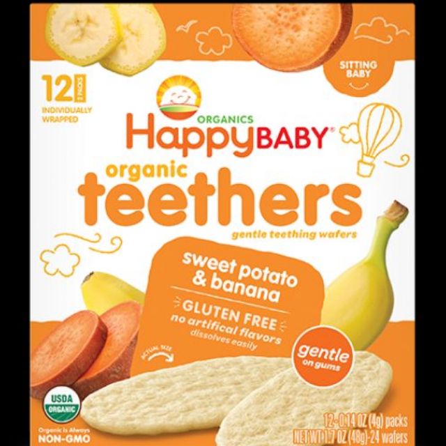 (5 vị) Bánh xốp ăn dặm organic Happy Baby Teethers