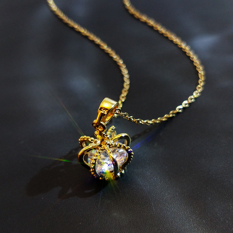 Vòng cổ thép titan JIUDUOLAN đính đá zircon tinh tế không phai màu thời trang thanh lịch cho nữ