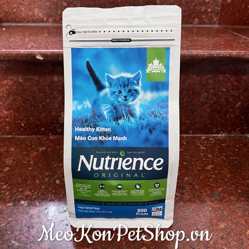 Thức ăn hạt Nutrience Original cho mèo con bịch 500gr