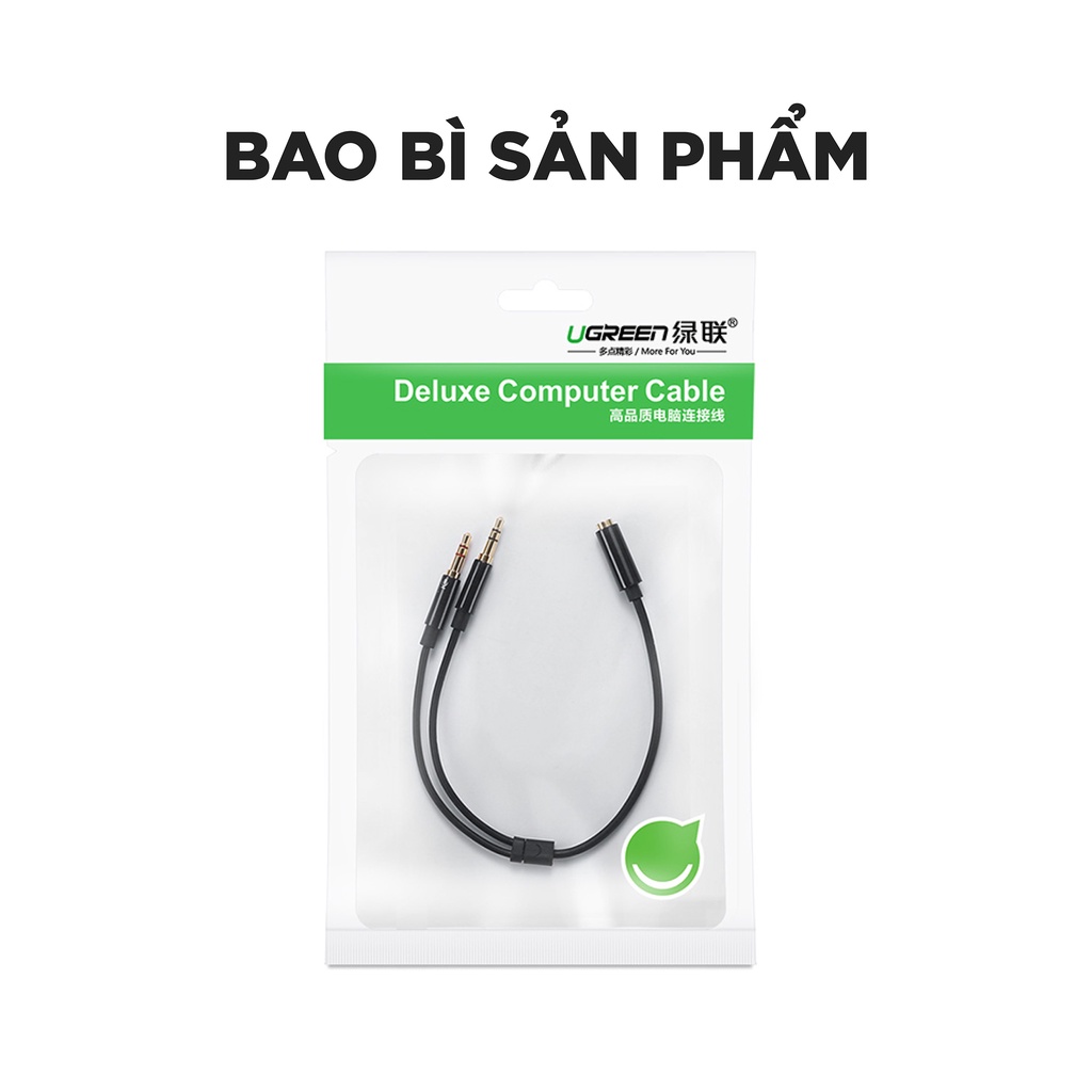 Dây âm thanh chuyển đầu tai nghe 3.5mm cái sang 2 Micro và tai nghe dài 20CM UGREEN AV140