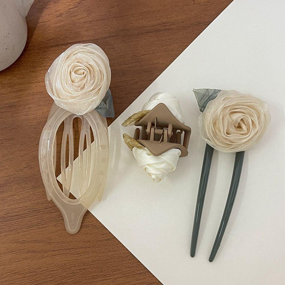 TWINKLE Kẹp Tóc Càng Cua Cỡ Lớn Hình Hoa Trà Đơn Giản Cho Nữ