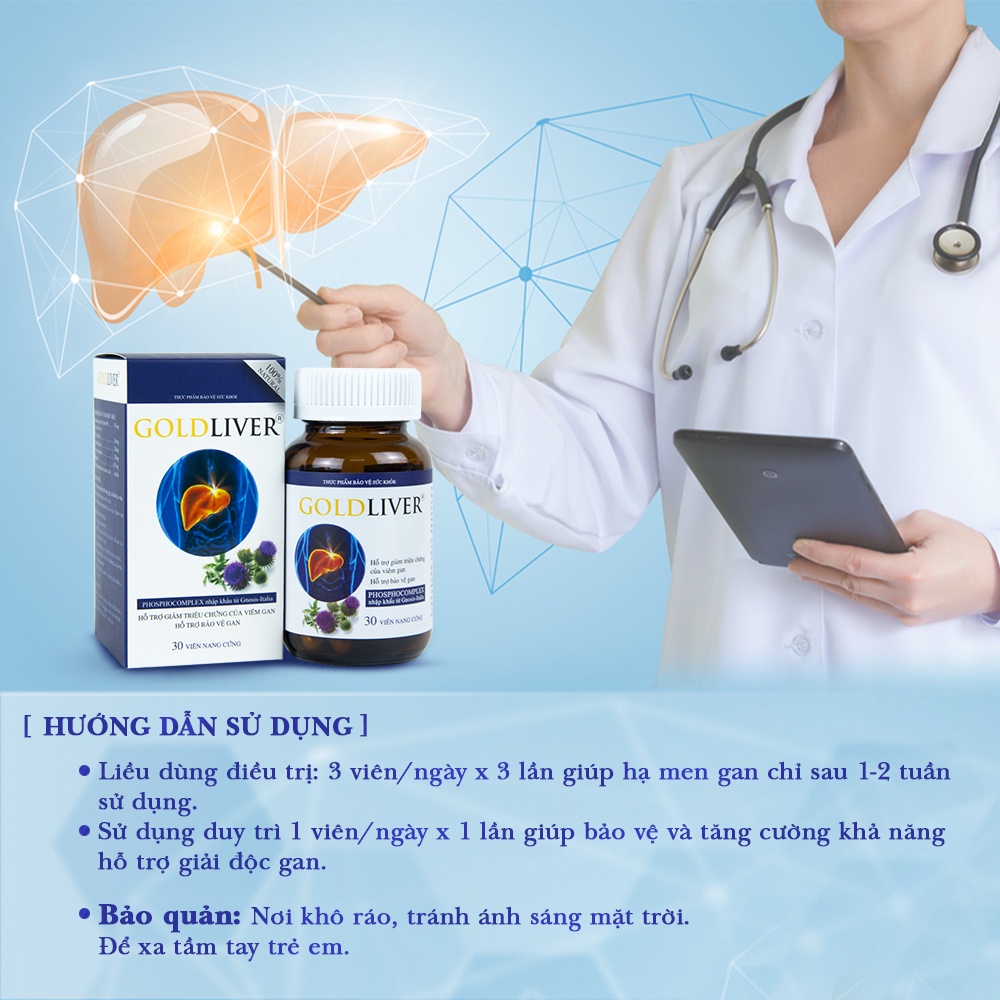 HẠ MEN GAN CHỈ SAU 4 TUẦN - Viên uống Hạ Men Gan, Giải Độc Gan, Chống Viêm Gan GoldLiver