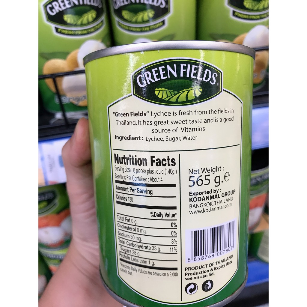 TRÁI VẢI đóng hộp GREEN FIELDS 560G