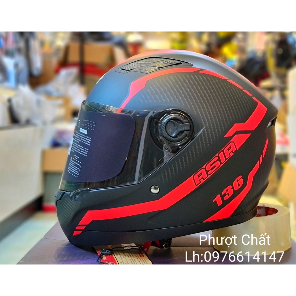 Nón bảo hiểm Asia MT136 tem V24 đỏ