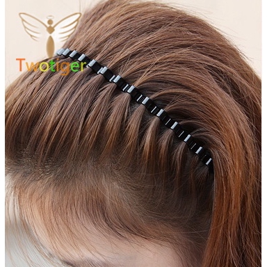 TT Men Fashion Unisex Lady Men Black Wave Hair Band Hood Headband Metal Sports Biker Hairband hair hoop Simple black Anti Slip Hair Band Adult hairpin