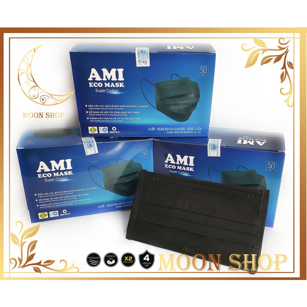 Khẩu trang Ami 4 lớp chuẩn đủ 4 màu hộp 50 cái