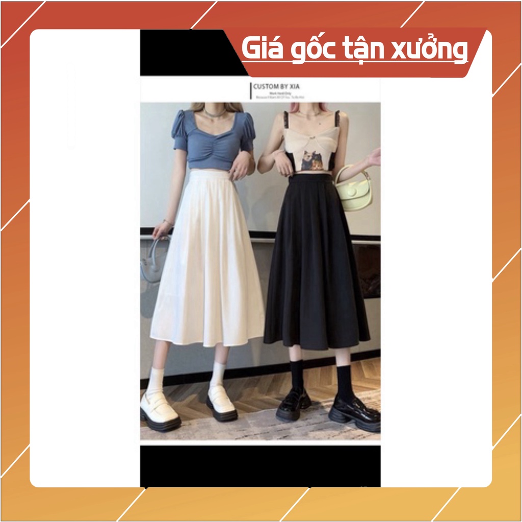Chân váy xếp ly dài, váy xếp li xòe dài kiểu váy midi cạp cao phong cách công sở có bigsize