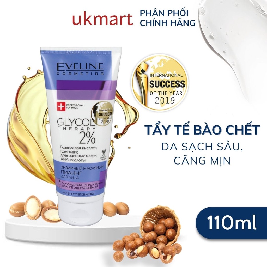 Tẩy Da Chết Eveline Glyco Therapy 2% Dạng Enzyme Và Dầu 2 trong 1 100ML