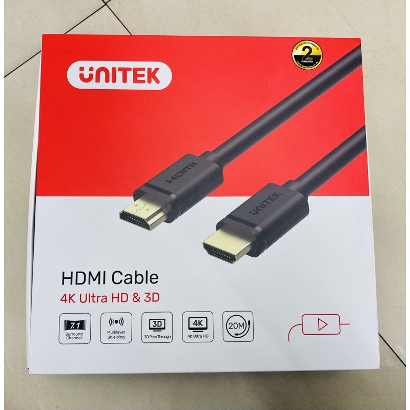 Cáp HDMI UNITEK 4K dài các loại 15M-10M -5M -3M (4k Ultra HD1.4v & 3D) Chính Hãng