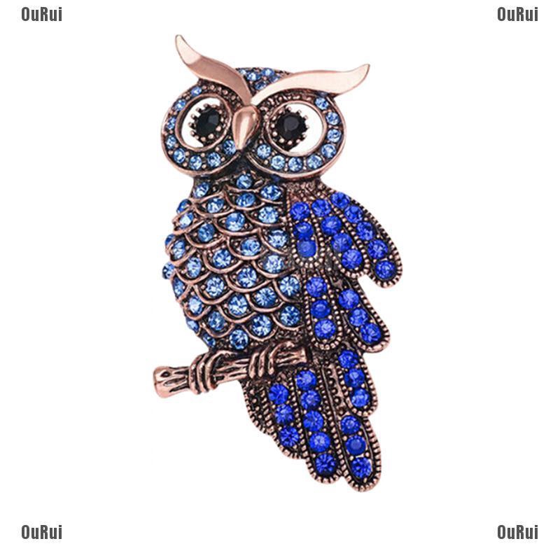 (FCC) Trâm Cài Áo Con Cú Bằng Đá Cổ Điển