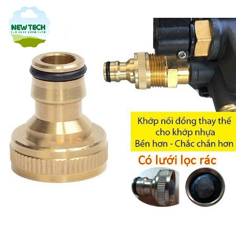 KHỚP NỐI ĐỒNG ĐẦU VÀO ren trong 25mm CHO MÁY XỊT RỬA CAO ÁP - thay thế khớp nhựa