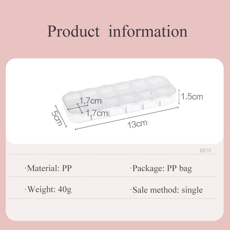 Hộp Nhựa Rỗng 13.5*1.5cm 12 Ngăn Đựng Trang Sức/Trang Sức