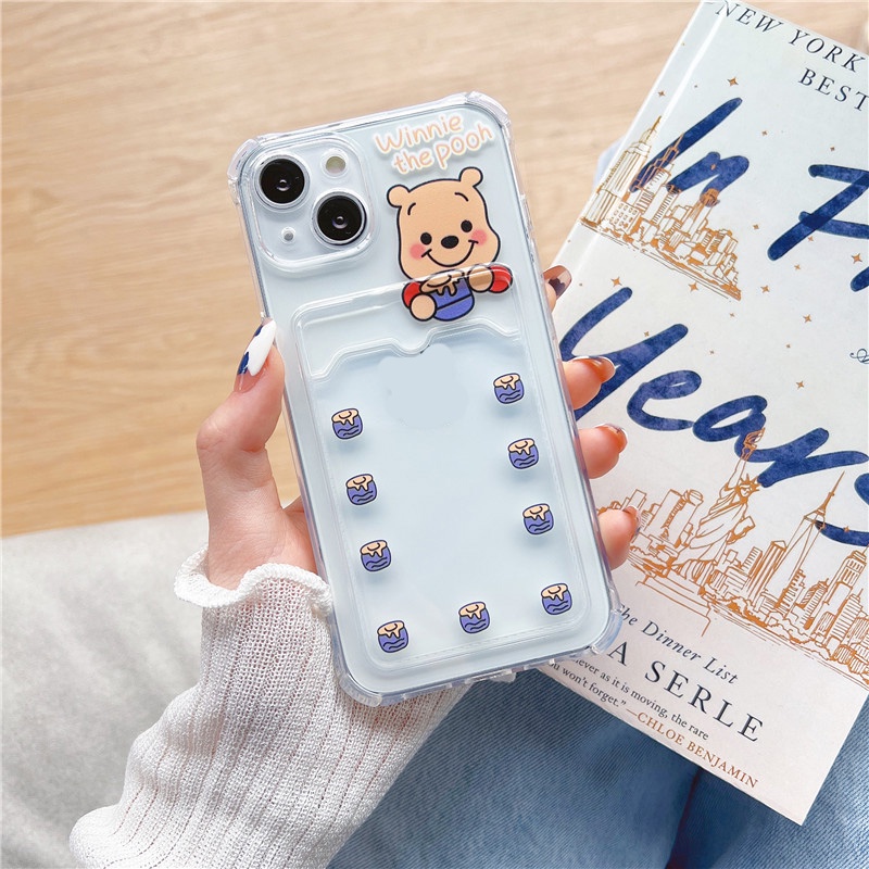 Ốp Điện Thoại Tpu Dẻo In Hình Winnie / Kitty Có Ngăn Đựng Thẻ Cho iphone 8 Plus / 11 / xs max / 12 / 13 XR Giá Đỡ