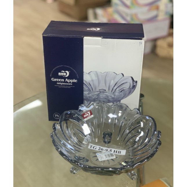 BÁT THỦY TINH 3 CHÂN XANH THẢ HOA