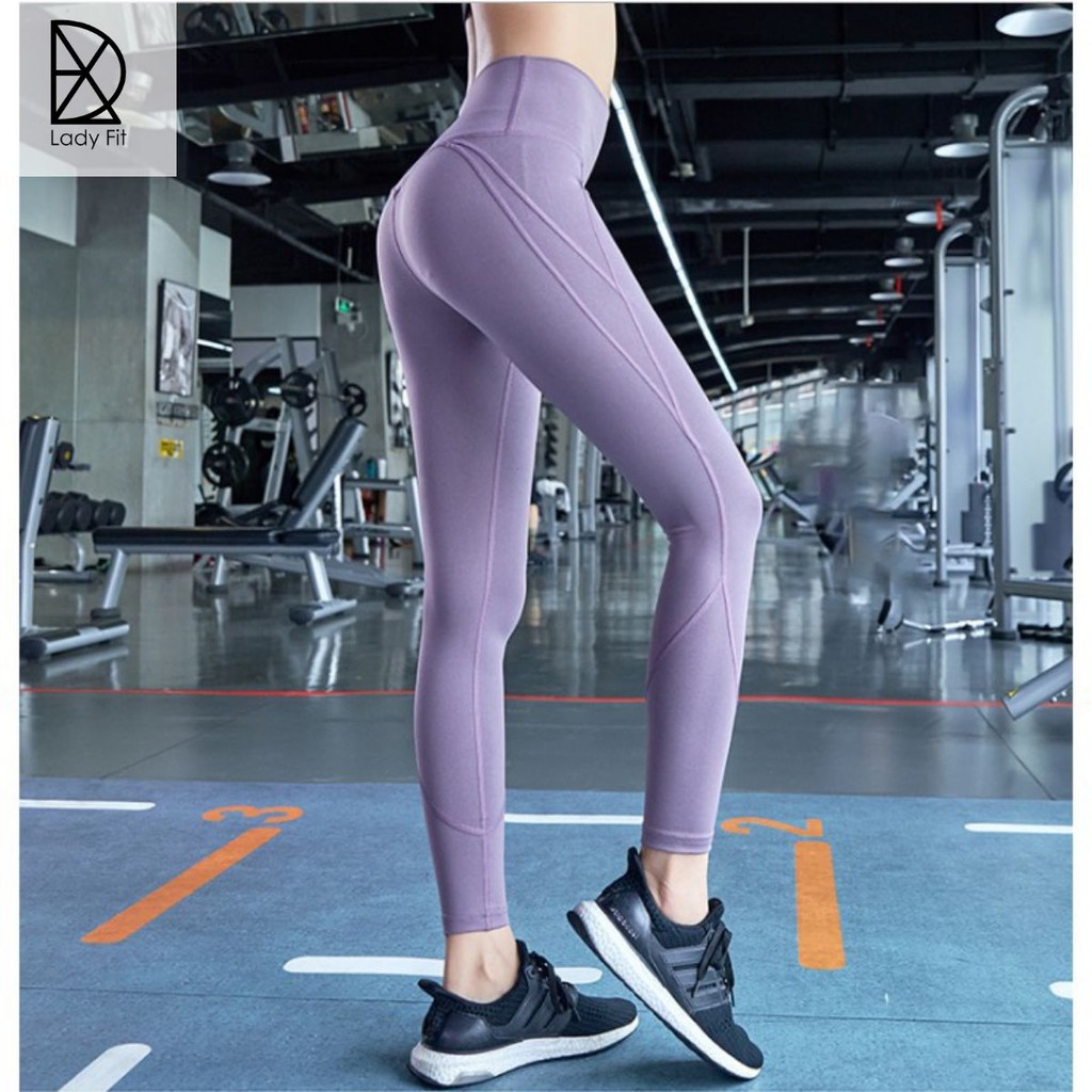 ĐỒ TẬP GYM, YOGA - Quần tập thể thao body cạp cao, Thiết kế gân chỉ bên hông khỏe khoắn LadyFit