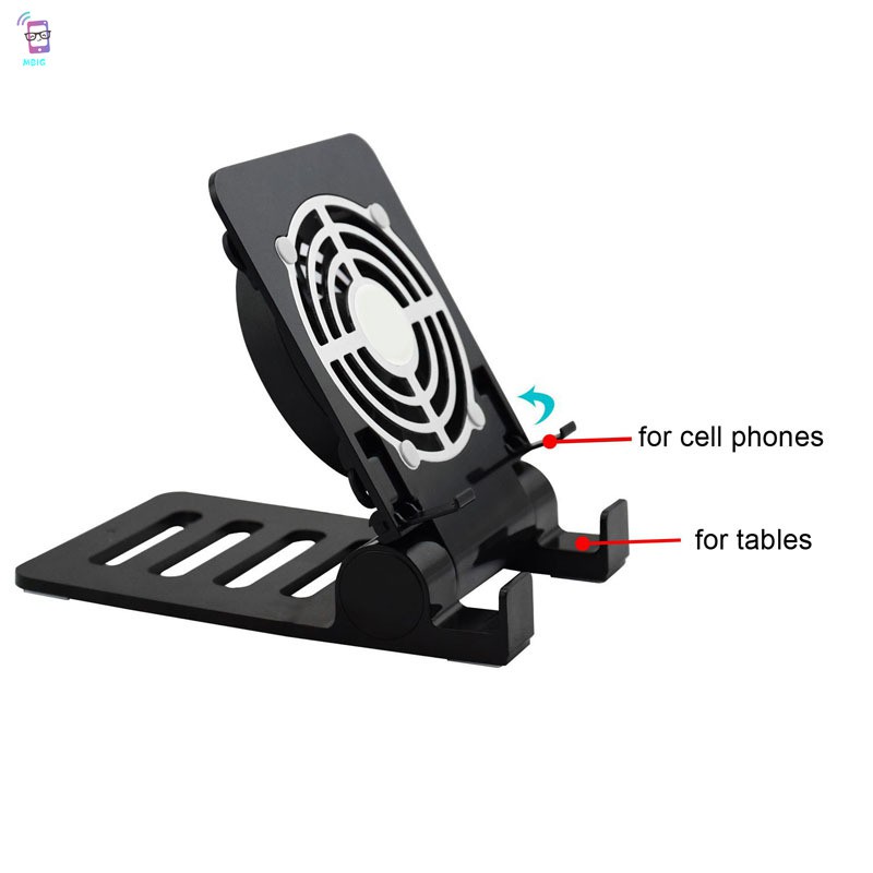 Giá đỡ điện thoại/máy tính bảng mini tích hợp quạt tản nhiệt thích hợp cho iPhone iPad Laptops