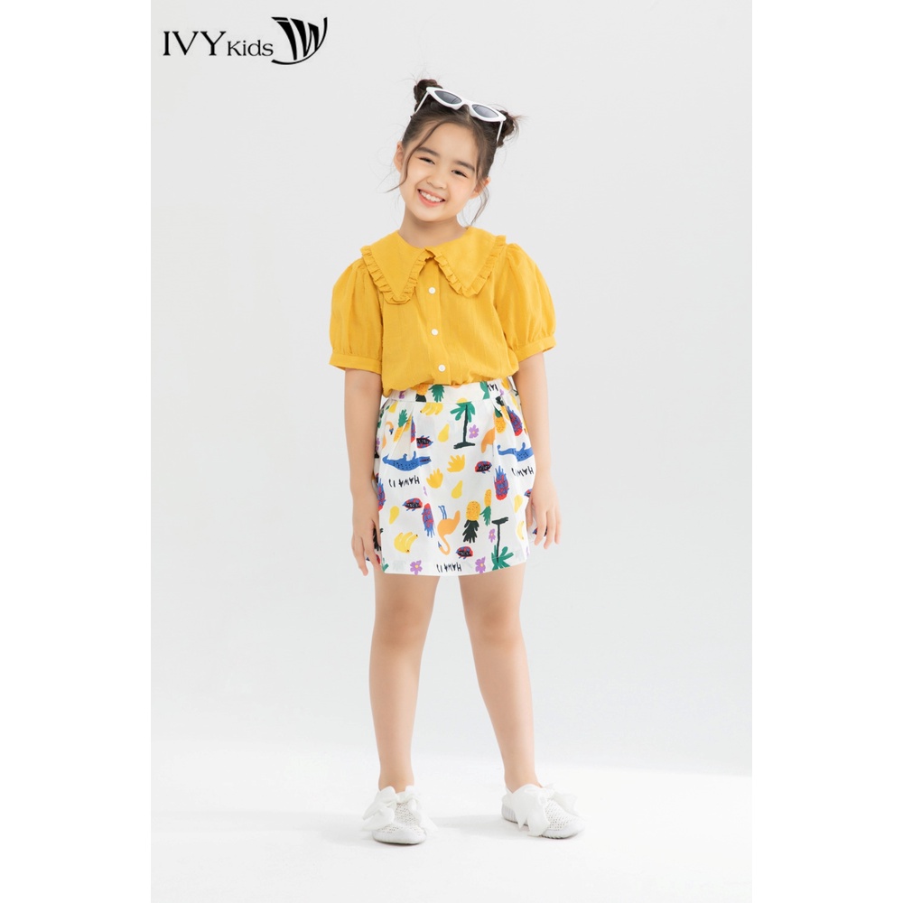 Áo sơ mi bé gái cổ Peterpan IVY moda MS 16G1223 hover