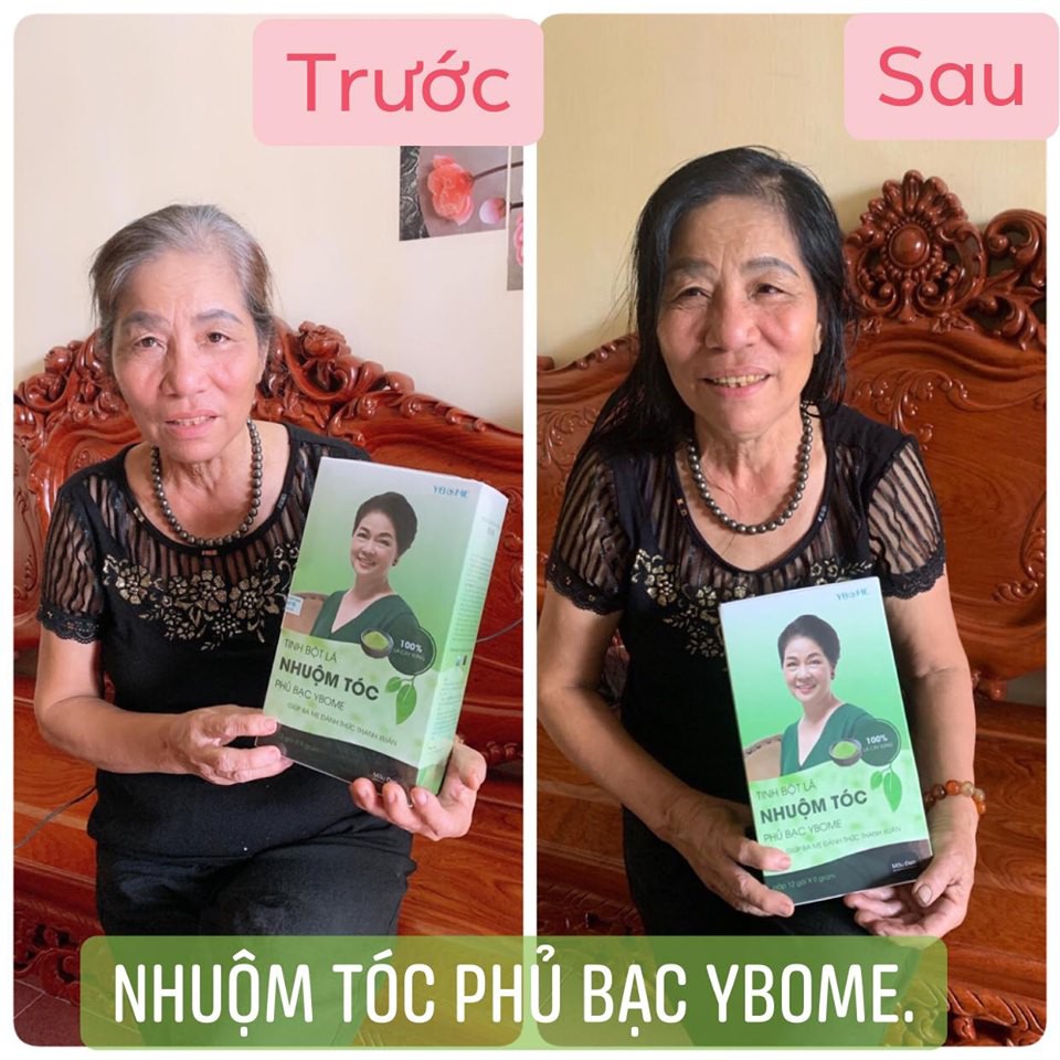 Tinh bột lá nhuộm tóc phủ bạc YBOME- Màu Nâu và Đen- Chiết xuất từ 4 loại cây lá thuốc Nam- NHUỘM TÓC TẠI NHÀ- AN TOÀN