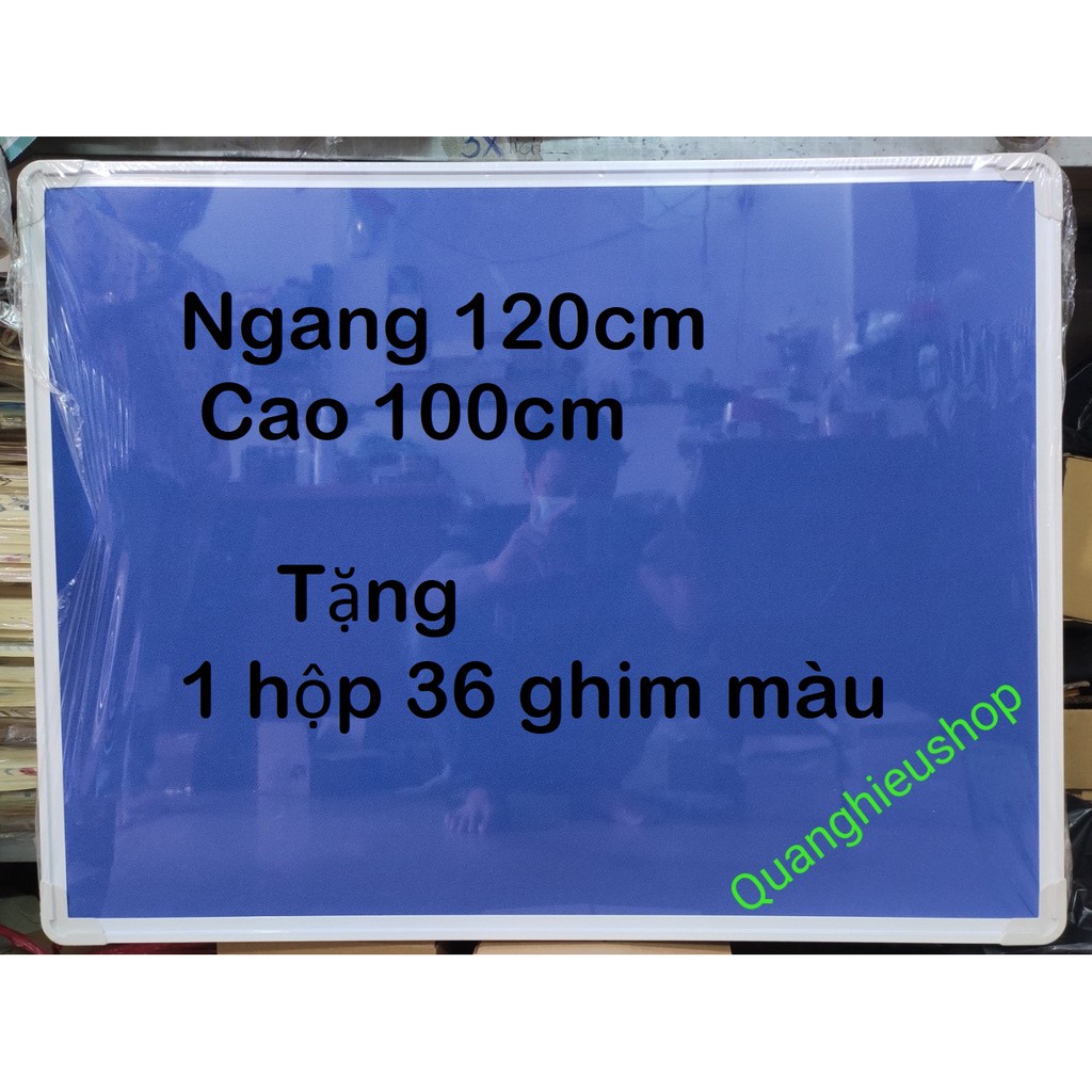 Bảng ghim nỉ treo tường kích thước 100 x 120cm tặng kèm 36 ghim màu