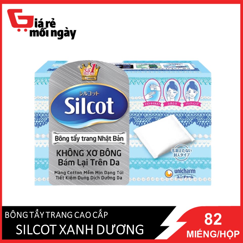 Bông tẩy trang cao cấp Silcot Xanh dương 82 miếng/hộp