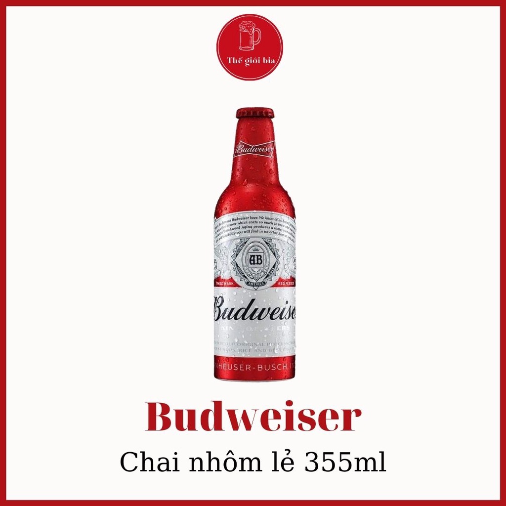 Chai bia nhôm Budweiser 355 ml lẻ dùng thử | Chính hãng