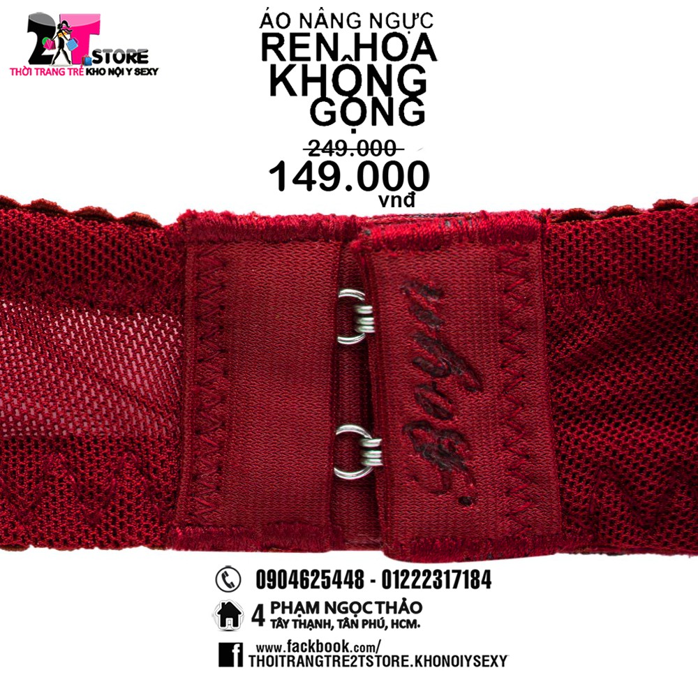 Áo Nâng Ngực Cotton Không Gọng Phối Ren (Đỏ)