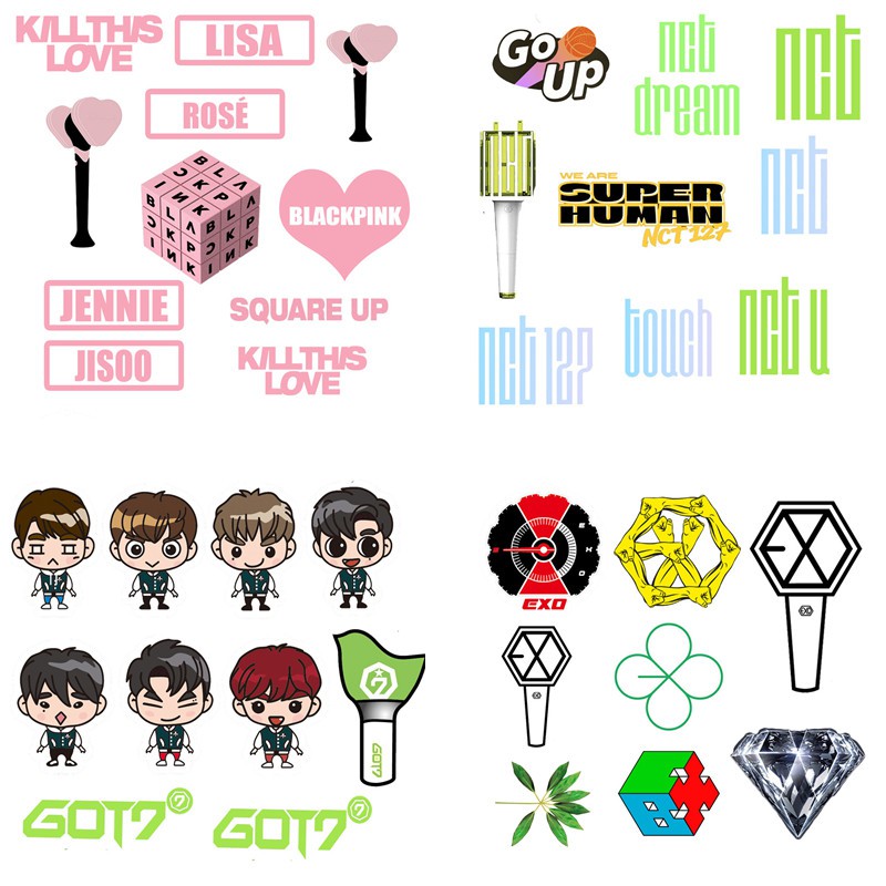 Miếng dán sticker trang trí hình các thành viên nhóm nhạc KPOP EXO