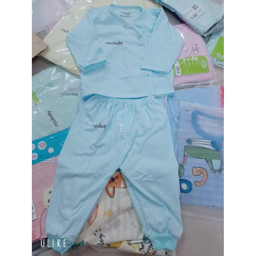 Bộ dài tay noubaby cotton cúc chéo 0-9m