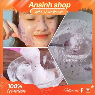 100g mặt nạ Collagen cánh hoa hồng dưỡng trắng da mờ sạm nám