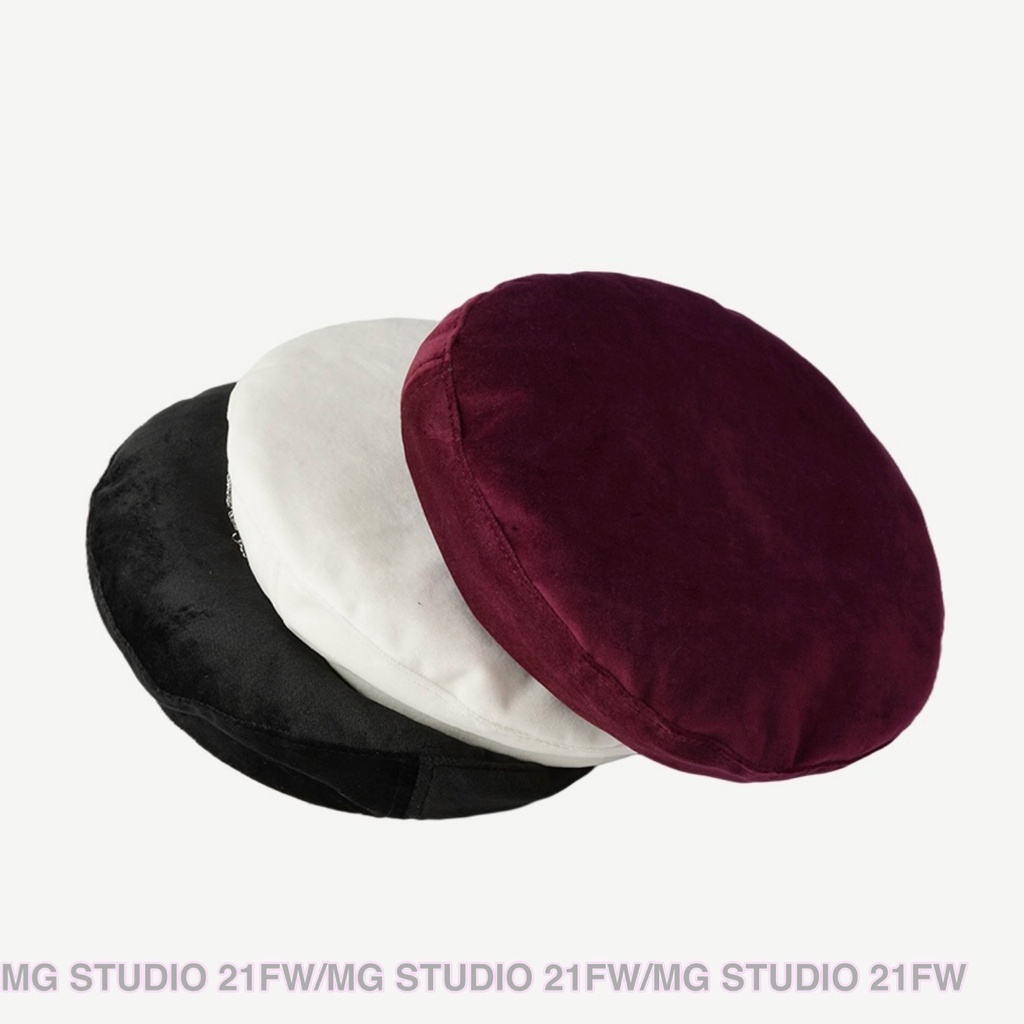 Mũ beret MG STUDIO trang trí nút hình bướm bạc 3 màu sắc tuỳ chọn