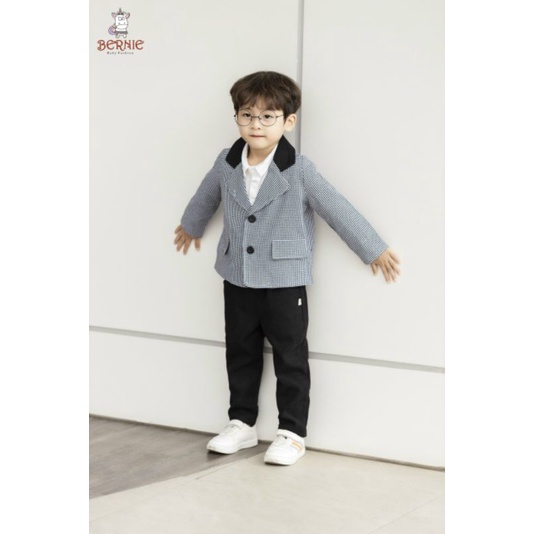 Set vest kẻ bé trai phong cách hàn quốc
