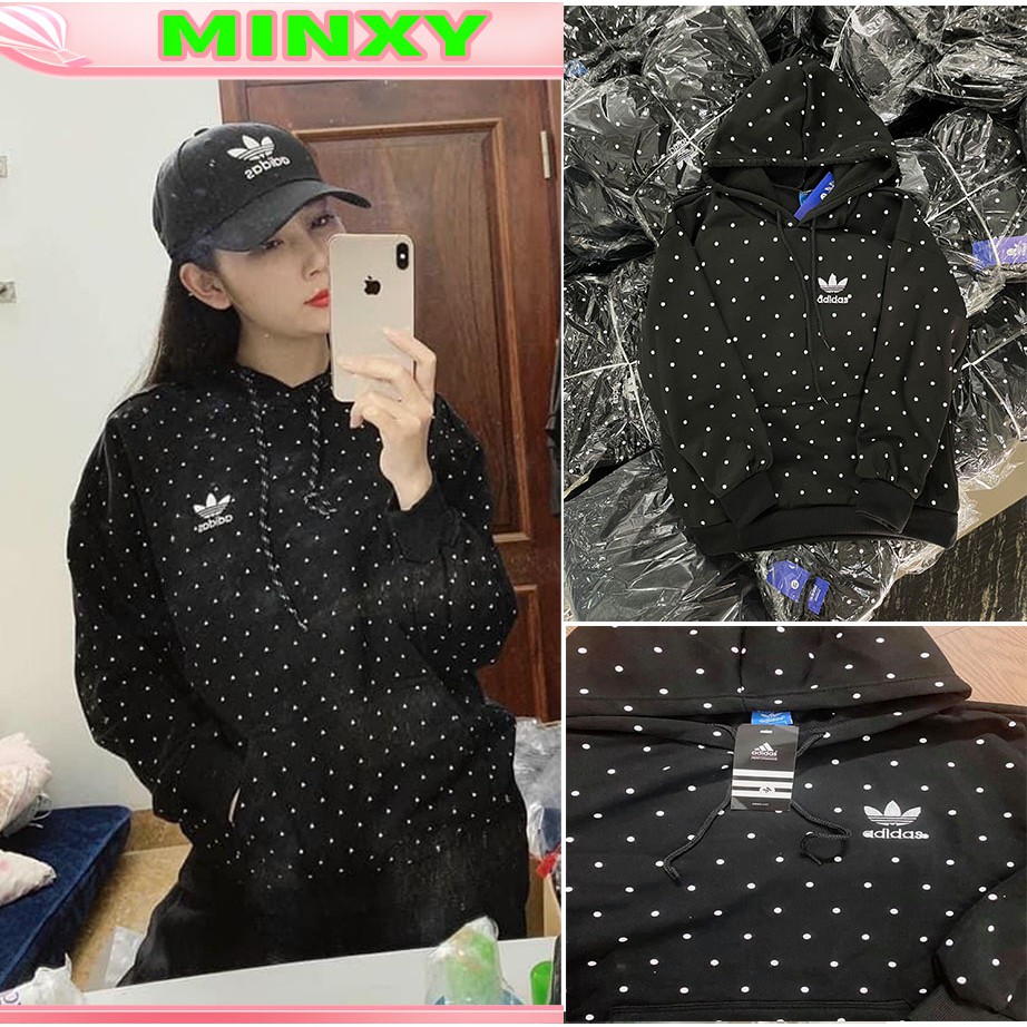 Áo hoddie adidas nỉ Chấm bi