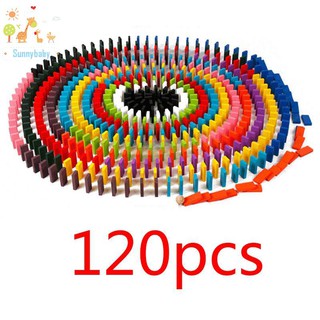 Bộ 120 khối domino nhiều màu bằng gỗ dành cho trẻ em