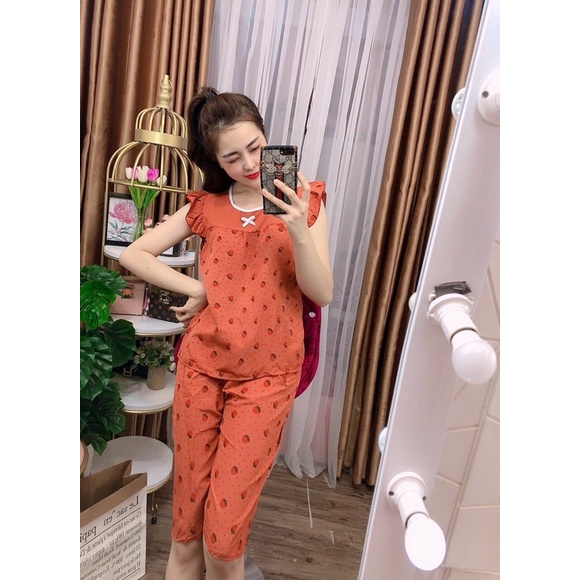 Bộ lửng họa tiết dâu tây phối bèo (40_58kg)