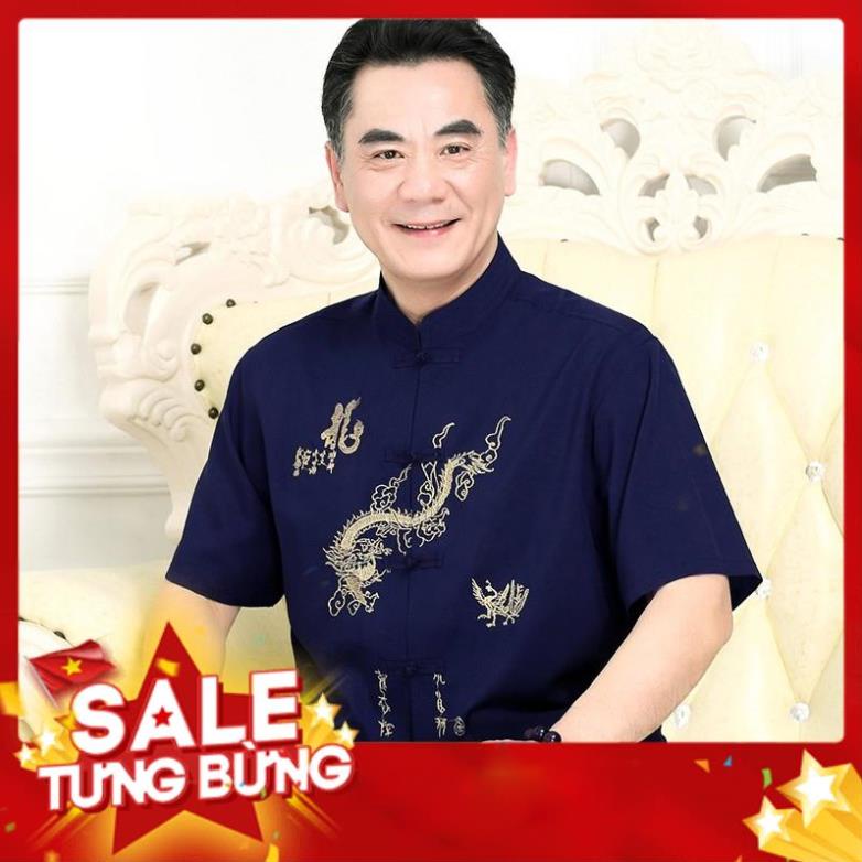 ÁO SƠ MI CHO NGƯỜI GIÀ, Áo sơ mi rồng thêu cho ông