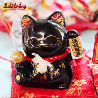 Mèo Thần tài Jinshi Đen 9cm "Thành Tựu Mãn Nguyện"
