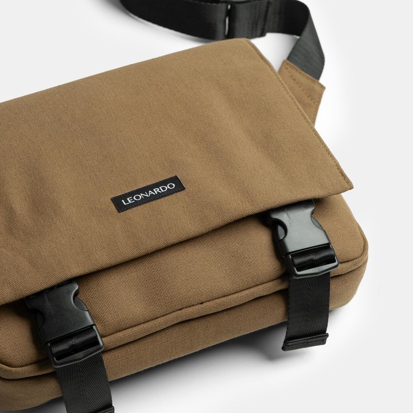 Túi đeo chéo nam nữ Messenger Mismo chất vải Canvas cao cấp thương hiệu Leonardo