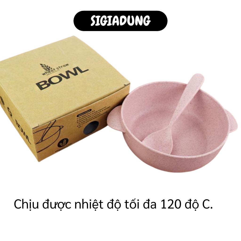 GIÁ SỈ Chén ăn có tay cầm kèm muỗng làm từ lúa mạch cho bé, cực an toàn thân thiện môi trường 8536