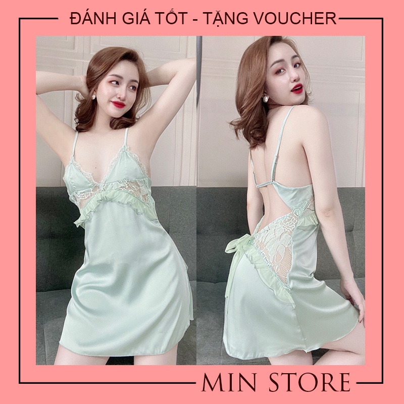 Váy ngủ sexy 2 dây gợi cảm lụa satin cao cấp Min Shop VN1010