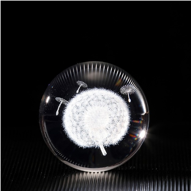 Đèn Pha Lê Quả Cầu Trong Suốt, Đế Gỗ Usb, Trang Trí Decor Phòng Ngủ, Phòng Làm Việc, Phong Thủy