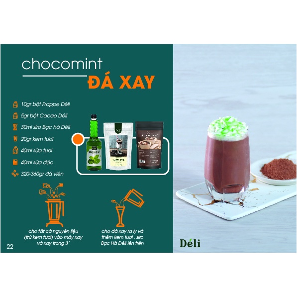 Bột Đá xay FRAPPE BASE Déli [chống Tan Tách nước] chuyên dùng cho đá xay sinh tố - TÚI 1KG