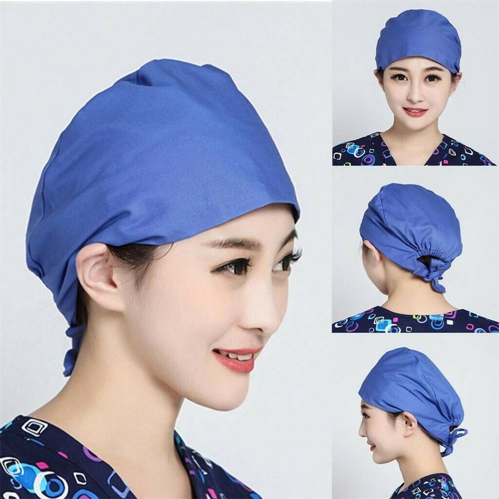 Mũ trùm đầu cotton co giãn màu trơn tùy chỉnh tiện dụng cho bác sĩ/ y tá